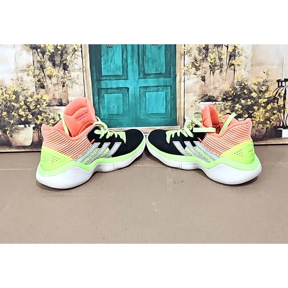 Adidas Harden Stepback J Black/Neon Green/Orange Men's Size 7 Basketball Shoes